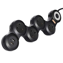 Extension Lead with USB, Mscien 4 Gang Outlets 2 USB Ports (5V/2.1A) Flexible Rotary Socket Surge Protector Extension Cable 1.8M Cord - Black