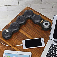 Extension Lead with USB, Mscien 4 Gang Outlets 2 USB Ports (5V/2.1A) Flexible Rotary Socket Surge Protector Extension Cable 1.8M Cord - Black