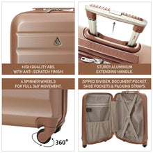 Aerolite Lightweight 55cm Hard Shell 4 Wheel Travel Carry On Hand Cabin Luggage Suitcase, Approved for easyJet British Airways Ryanair, Rose Gold