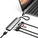 Satechi Slim Aluminum Type-C Multi-Port Adapter V2 with USB-C PD, 4K HDMI (30Hz), Micro/SD Card Readers, USB 3.0 - Compatible with 2018 MacBook Air, 2018 iPad Pro and more (Space Gray)