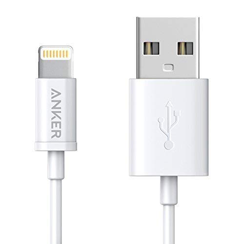 Anker Lightning to USB iPhone Cable 3ft/0.9m High Life Span Cable with Compact Connector Head for iPhone 8/8 plus/X/7/6s/6/SE/5s and More (White)