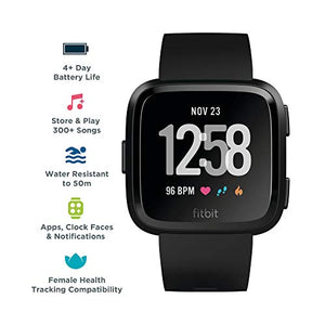 Fitbit Versa Health and Fitness Smartwatch, Black, One Size