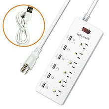 Power Strip, QOLIXM 6ft 6 Outlets 6 USB Charging Ports Plug Strip Surge Protector Socket with Heavy Duty Extension Cord Power Charging Station,1625W/13A (White)