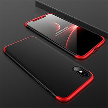 iPhone X Case,iPhone 10 Cover 360 Degree Protection 3 in 1 Slim PC Cover Adamark Shockproof Shell Full Body Coverage Hard Protective Case + Tempered Glass Screen Protector For iPhone X/10(2017) (Red & Black)