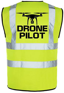 DRONE PILOT QUADCOP Hi-Vis Hi-Viz Visibility Safety Vest/Waistcoat Yellow/Orange
