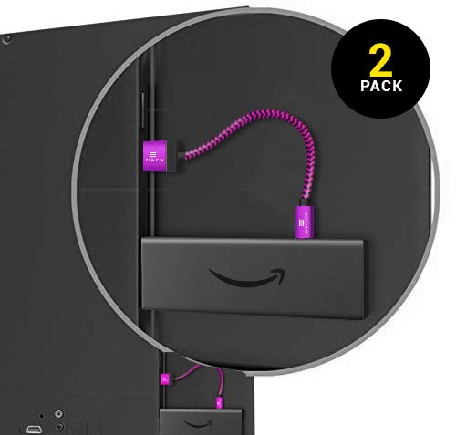 EXINOZ® Braided Power Cable Designed for Fire TV Stick | Short Purple Cable As A Fire TV Power Cord Replacement | Connect And Power Streaming Stick From TV | 20cm