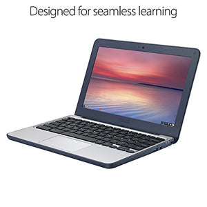 Asus C202SA-YS02 11.6" Ruggedized and Water Resistant Design Chromebook with 180 Degree Hinge, Dark Blue/Silver
