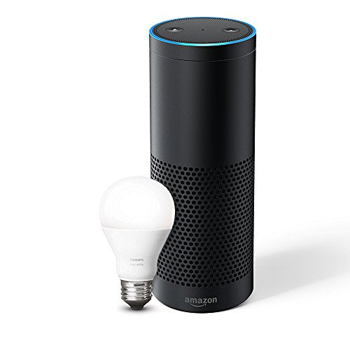 Echo Plus – With built-in smart home hub (Black) – Includes Philips Hue White E27 Edison Screw Light Bulb