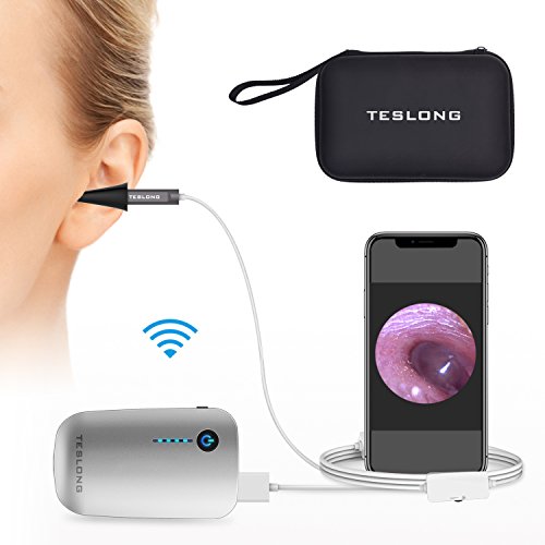 Teslong Wireless Otoscope, WiFi Ear Scope Ear Canal Eardrum Inspection Camera Carrying Case iOS Android Smartphone, iPhone, iPad, Samsung, Tablet
