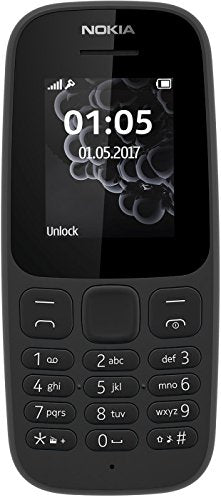 Nokia 105 [2017] TA-1037 Dual-Band (850/1900) Factory Unlocked Mobile Phone Black no warranty (Black)
