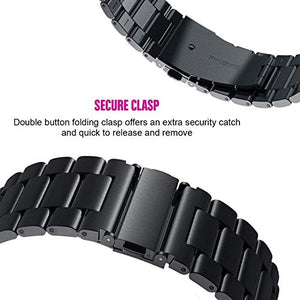 Aimtel compatible Samsung Galaxy(46mm) Watch Strap,22mm Solid Stainless Steel Metal Replacement Bracelet Band compatible Samsung Galaxy Watch SM-R800/R805 Smart Watch(Black)