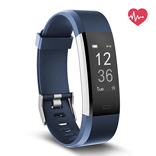 Delvfire Fitness Tracker HR, Activity Tracker Watch and Heart Rate Monitor, Waterproof Touch Screen Smart Bracelet for Women, Men, Kids with Sleep Monitor, Pedometer Step Calorie Counter iPhone Blue