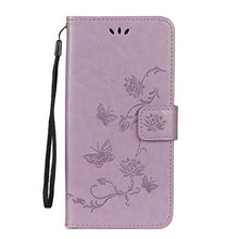 Galaxy S9 Case,S9 Leather Case Purple,Huphant Leather Wallet Case for Samsung Galaxy S9,Slim PU leather Soft Silicone Bumper Butterfly Pattern Design Stand Function Card Holder and ID Slots Shock Absorber Full Body Protection Holster Magnetic Closure Flip