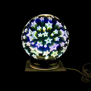 Amazing 3D Effect LED Star Night Light Projector Mains Powered Stars Glass Ball Nightlight Perfect for Nurserys or Childrens Kids Adults Bedrooms Offices Relaxing Projection Decal Electroplated Lamp