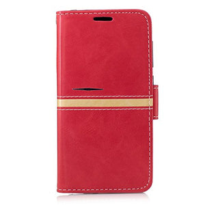 Huawe Y5 II Phone Case, Huawe Y5 II Case Leather, Slynmax [Elegant Series] PU Leather Phone Holster Case Flip Folio Book Case Stripe Simple Design Wallet Cover with Stand Function Money Pouch Card Holder Organizer Business ID Slots Money Pouch Purse Magne