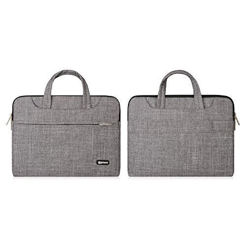 Qishare Laptop Case, Laptop Shoulder Bag, Multi-functional Notebook Sleeve, Carrying Case With Strap for Chromebook Macbook HP Stream Samsung Acer Asus Dell Lenovo (15.6-16'', Gray lines)