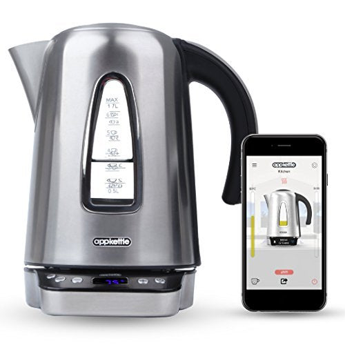 Appkettle Wifi Smart Internet App Enabled & Voice Controlled Kettle | Silver | 1.7L