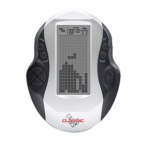 Gaoominy Retro Classic Tetris Handheld Game Players Childhood Electronic Games Toys Led Game Console With Big Screen Black+Silver