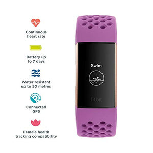 Fitbit Charge 3 Advanced Health & Fitness Tracker - Rose-Gold/Berry, One Size