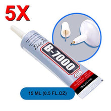 MMOBIEL Pack of 5 B-7000 15 ML Multipurpose High Performance Industrial Glue Semi Fluid Transperant Adhesive 15 ml 0,51 fl.oz Incl. Precision Tips for Clean Working.
