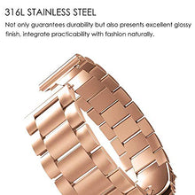 GOSETH compatible Samsung Galaxy Watch 42mm Strap,Solid Stainless Steel Metal Replacement Band with Double Button Butterfly Clasp for Samsung Galaxy SM-R810/SM-R815 Fitness Smart Watch-Rose Gold
