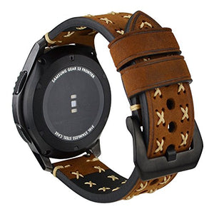iBazal 22mm Watch Strap Leather Quick Release Watch Strap - Choice of Color Compatible Samsung Gear S3 Frontier/Classic SM-R760, Samsung Galaxy Watch 46mm, Moto 360 2nd Gen 46mm etc. - Chic Brown