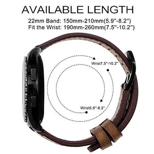 iBazal Gear S3 Frontier Strap, Gear S3 Classic Strap Genuine Leather Band 22mm Compatible Samsung Gear S3 Frontier/Classic, Samsung Galaxy Watch 46mm [Vintage Series] - Simple Brown