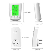 Decdeal Wireless Remote Thermostat, Smart Programmable Temperature Controller RF Plug in Socket Heating Cooling Program Temperature Controller for Heater/Cooler/Fan/Electric Fireplace Heater
