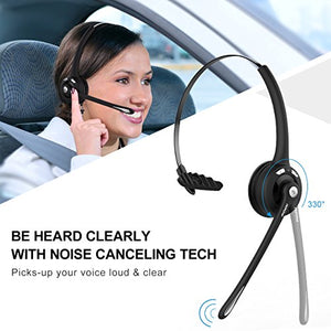 Mpow Pro Trucker Bluetooth Headset/Cell Phone Headset with Microphone, Office Wireless Headset, Over the Head Earpiece, On Ear Car Bluetooth Headphones for Cell Phone, Skype, Truck Driver, Call Center