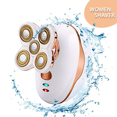 Mini Portable Flawless Head Leg Facial Beard Remover Shaver Electric Trimmer Grooming kit Women's Professional Cordless Electric Waterproof Razor with 5 Floating Head Fast USB Recharge Shavers