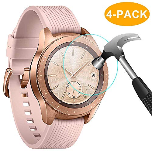CAVN Samsung Galaxy Watch 42mm Screen Protector, [4 Packs] Waterproof Tempered Glass Screen Protection Cover Saver for Samsung Galaxy Watch [High Sensitively] [HD Clear] [Anti-Scratch] [Anti-Bubble]