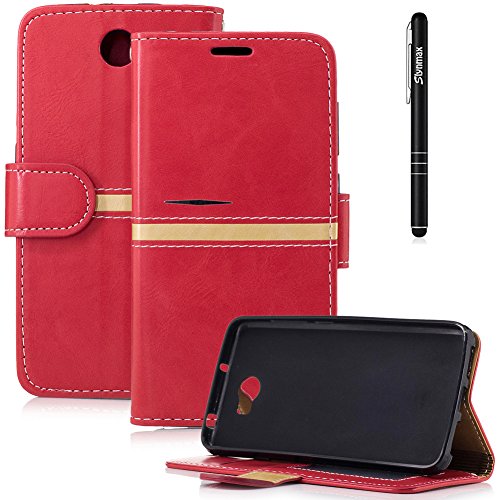 Huawe Y5 II Phone Case, Huawe Y5 II Case Leather, Slynmax [Elegant Series] PU Leather Phone Holster Case Flip Folio Book Case Stripe Simple Design Wallet Cover with Stand Function Money Pouch Card Holder Organizer Business ID Slots Money Pouch Purse Magne