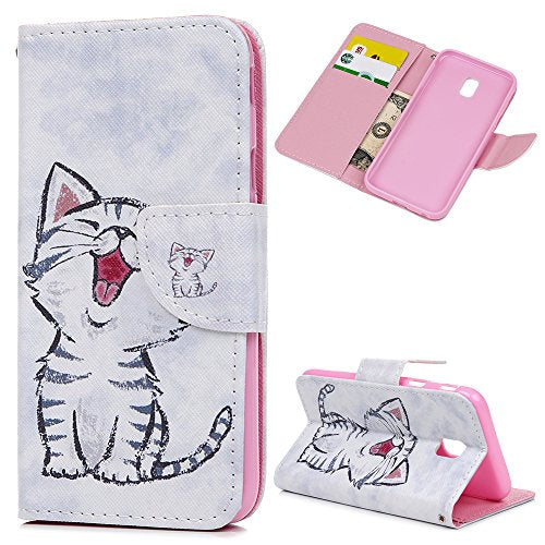 J3 2017 Case, Galaxy J3 2017 Case PU Leather Wallet Flip Case Cover Stylish Pattern Built-in Stand Magnetic Clasp Card Slots Cash Clip Phone Case for Samsung Galaxy J3 2017 - Cat