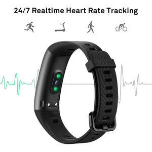 HUAWEI Band 3 Pro - Smart Band Fitness ActivitiesTracker with 0.95" AMOLED Touchscreen, 24/7 Continuous Heart Rate Monitor, up to 12 Days Usage, Scientific Sleep Monitor, GPS, 5ATM Waterproof, Black