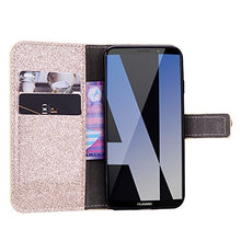 Glitter Wallet Case for Huawei Mate10 Pro,Xifanzi Huawei Mate 10 Pro Gold Glitter Luxury Magnetic Bling Glitter PU Leather Flip Case Wallet Plating Back Protective Bumper Cover For Huawe Mate 10 Pro ,Kickstand ,Magnetic , Book style,3D Diamond Butterfly F