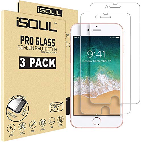ISOUL [3 Pack] Screen Protector for iPhone 6 6s 7 8 Screen Protector Tempered Glass Film 9H HD, 0.3mm Clear Premium Shatterproof Protection 4.7