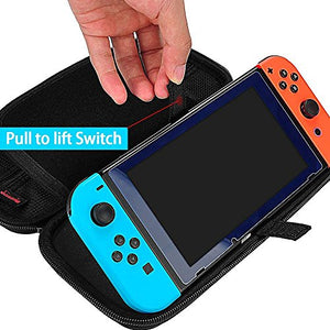 Carrying Case for Nintendo Switch with 20 Game Cartridges, Protective Hard Shell Travel Carrying Case Pouch for Nintendo Switch Console & Accessories, Black