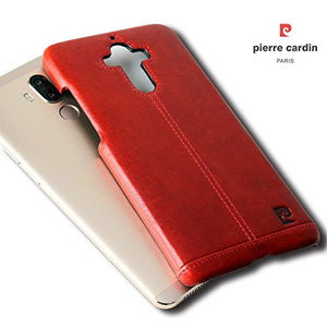 Huawei Mate 9 Case, Pierre Cardin Premium Luxurious Slim Italian Genuine Cow Leather Hard Back Cover Back Case for Huawei Mate 9 (2016), Red