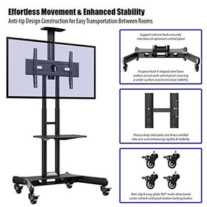 Invision GT1200 ScreenStation Mobile TV Stand Trolley Cart – Anti-Tip & Ultra-Stable – For 32-65 Inch HDR LED & LCD TV Screens - Heavy Duty - Non-Marking Castor Wheels - VESA 400 600 Bracket [GT1200]