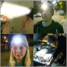 Oumeiou New Warm Bright LED Lighted Beanie Cap Unisex Rechargeable Headlamp Hat Multi-color (Black)