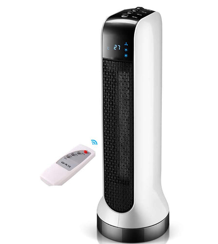 JXWWN Oscillating Space Heater - Ceramic Forced Fan Heating with Stay Cool Housing - Tower with Remote Control, Digital Thermostat, Timer, Large Temperature Display and Efficient ECO Mode,B