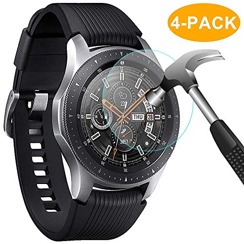 CAVN Samsung Galaxy Watch 46mm Screen Protector, [4 Packs] Waterproof Tempered Glass Screen Protection Cover Saver for Samsung Galaxy Watch [High Sensitively] [HD Clear] [Anti-Scratch] [Anti-Bubble]