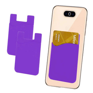 i-Tronixs (Purple) Pack of 2 Credit Card Holder for Phone Back, Silicone Card Cling with 3M Adhesive Stick-on Phone Wallet For BenQ A3c (Compatible with iPhone/Android/Tablets)
