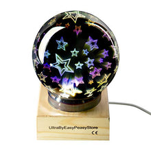 Amazing 3D Effect LED Star Night Light Projector Mains Powered Stars Glass Ball Nightlight Perfect for Nurserys or Childrens Kids Adults Bedrooms Offices Relaxing Projection Decal Electroplated Lamp