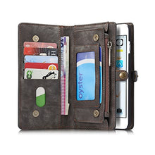 iPhone 6/6s 4.7" Wallet Purse with Card Slot, Black, Billfold Zippered Premium Detachable Magnetic Phone Case