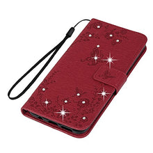 S8 Case, Galaxy S8 Case Butterfly & Flower Bling PU Leather Wallet Flip Case Cover Smart Stand Case Card Slots With 1 x Touch Pen and 1x Dust Plug Phone Case for Samsung Galaxy S8 - Red