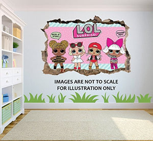 PPS LOL SURPRISE DOLLS 3D effect Wall Sticker suitable for Kids Bedroom walls, doors and glass windows. (Large 60cm x 41cm)