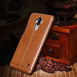 Huawei Mate 9 Case, Pierre Cardin Premium Luxurious Slim Italian Genuine Cow Leather Hard Back Cover Back Case for Huawei Mate 9 (2016), Brown