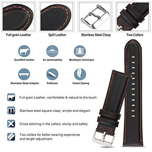 iBazal 22mm Watch Strap Leather Quick Release Watch Strap Compatible Gear S3 Frontier/Classic SM-R760, Samsung Galaxy Watch 46mm, Moto 360 2nd Gen 46mm etc. [Vintage Series] – Stylish Coffee