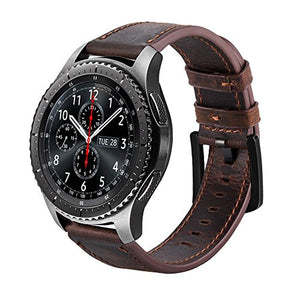 iBazal Gear S3 Frontier Strap, Gear S3 Classic Strap Genuine Leather Band 22mm Compatible Samsung Gear S3 Frontier/Classic, Samsung Galaxy Watch 46mm [Vintage Series] - Chocolate Coffee